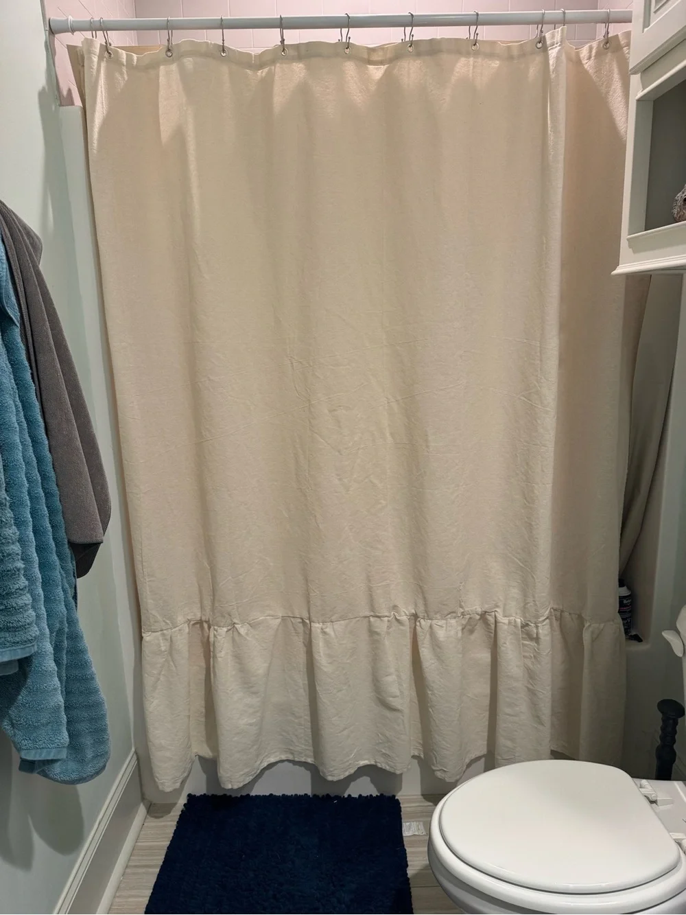 Classic Cream Ruffle Shower Curtain